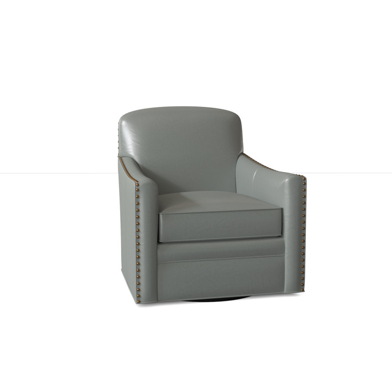 Luna Leather Swivel Armchair, Aline Fumo Genuine Leather, French Natural, Swivel - Standard