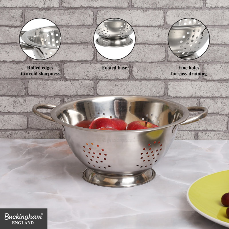 Buckingham Stainless Steel Deep Colander Strainer, 24 cm 