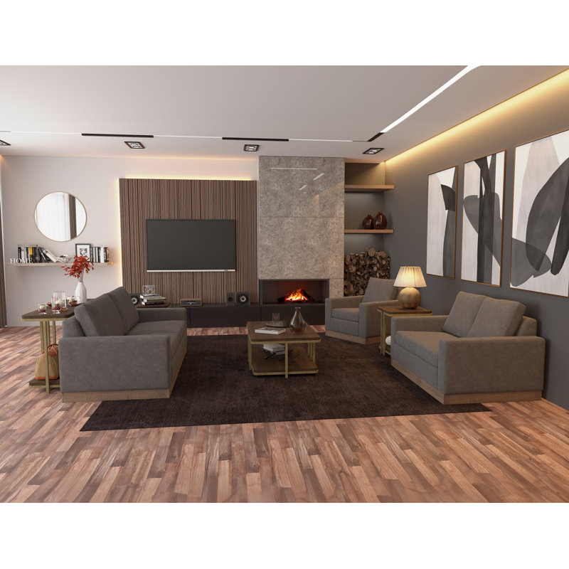 Structure et base en bois Domen, causeuse, Gris