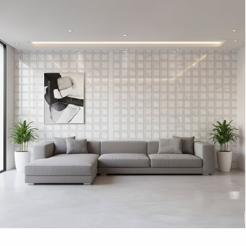 Alps 12" x 12" Marble Grid Mosaic Wall & Floor Tile