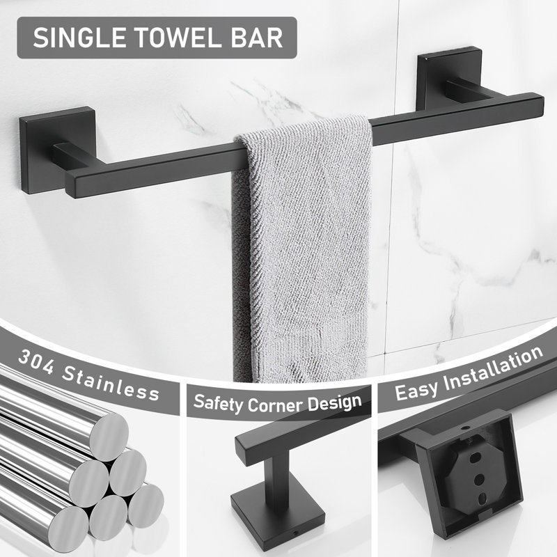 Ensemble de quincaillerie de salle de bain 5 pièces (ensemble de 5), Noir mat