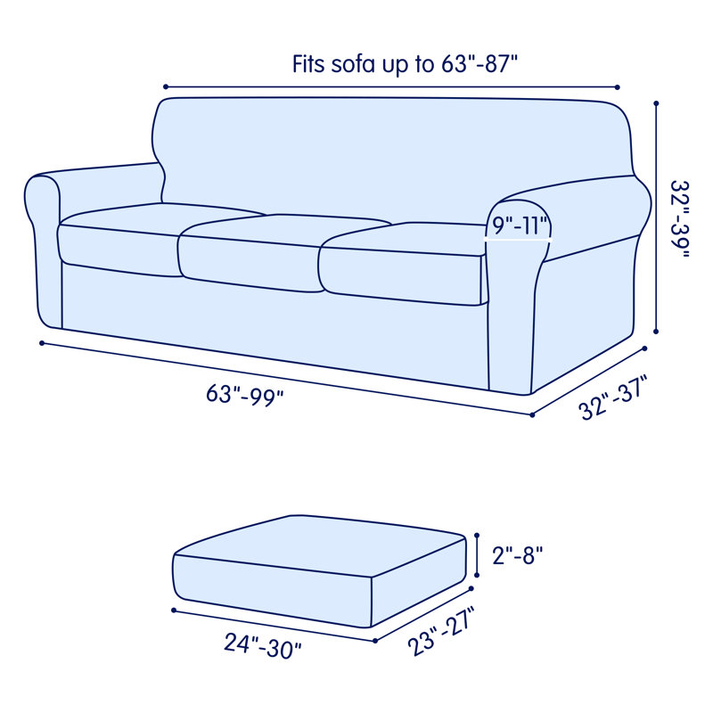 4 Piece Stretch Jacquard Couch Cover, Sofa Slipcover for 3 Cushion Couch, Machine Washable Furniture Protector(Sofa, Gray)