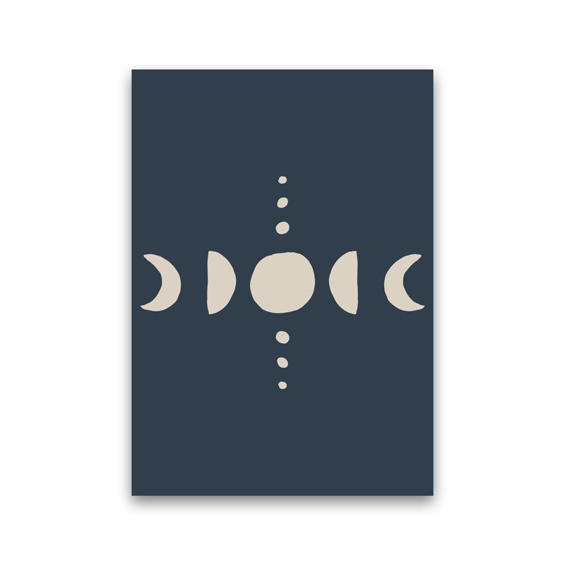 Moon Phases Beige Navy 1 Piece Wall Art, 42cm H x 30cm W x 1cm D, No Framed