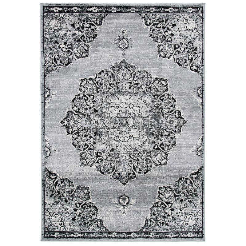 Tapis oriental gris / noir Sandstrom, Rectangle 9 pi x 12 pi
