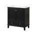 Meuble-lavabo 30 po avec lavabo, armoire de salle de bain multifonctionnelle avec portes et tiroir, bois massif et panneau de fibres à densité moyenne, noir