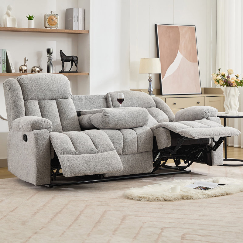 Berroa 3 Seat Recliner Sofa with Central Console, Grey