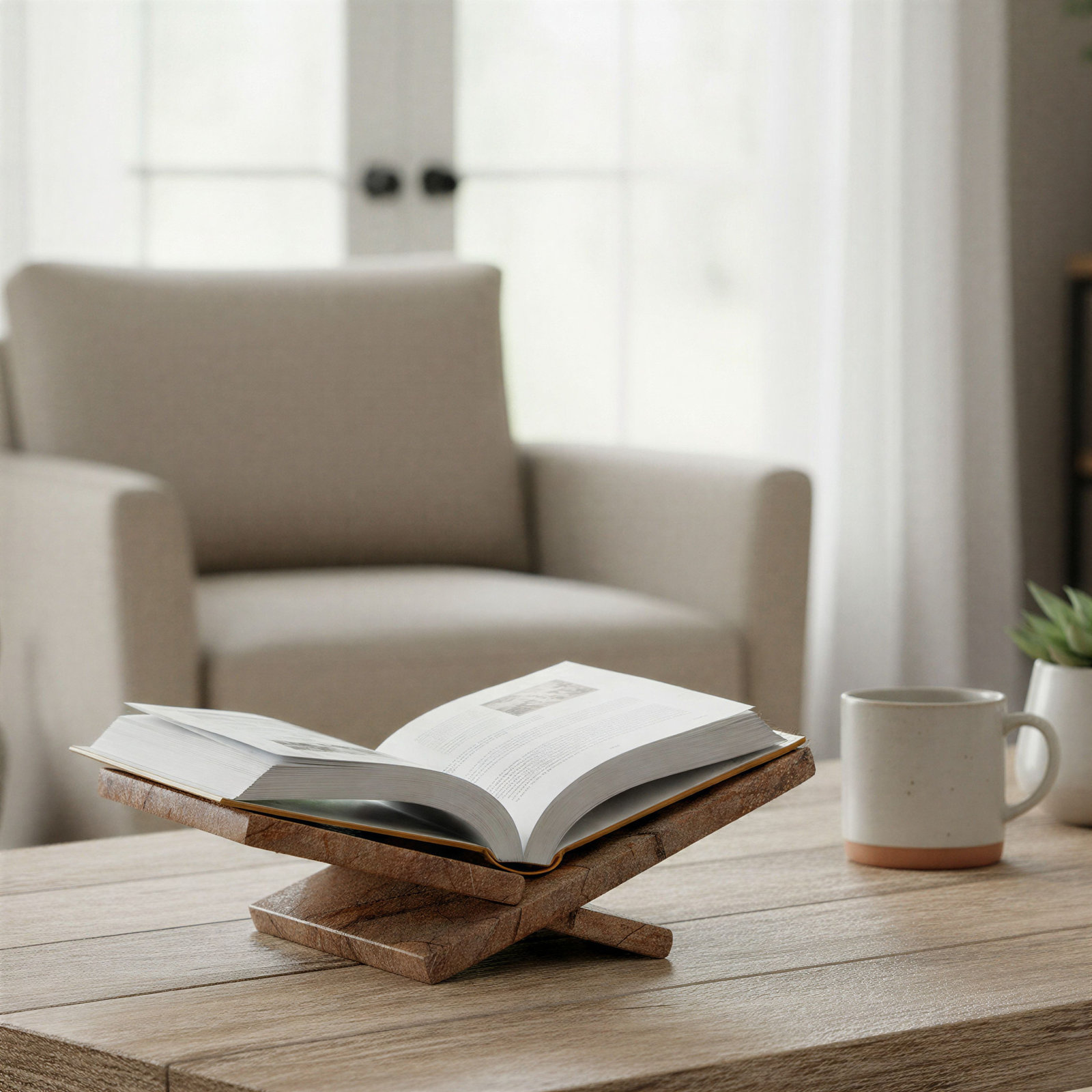 Noya Marble Book Holder, Brown