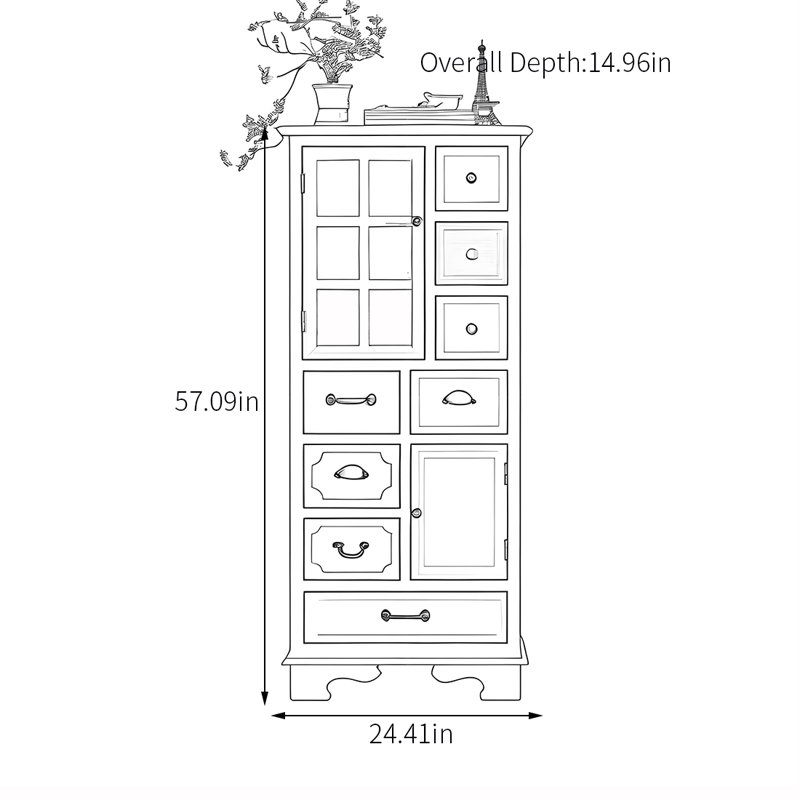 Rural style multi-functional accent cabinet, Baby Blue