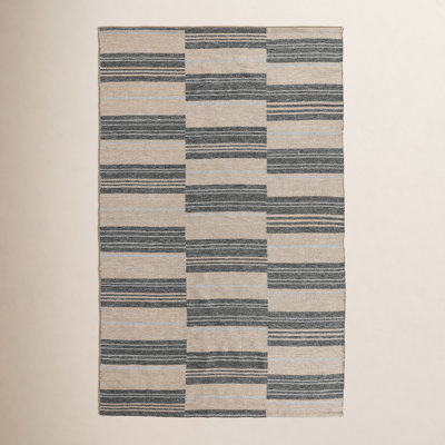 Cindy Charcoal Hand-Woven Striped Outdoor Rug