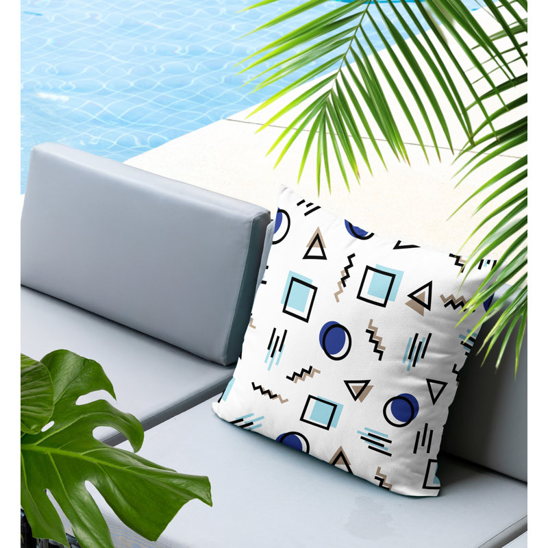 Oreiller carré réversible intérieur / extérieur Prisma Abstract, Carré 20 po, Bleu marine
