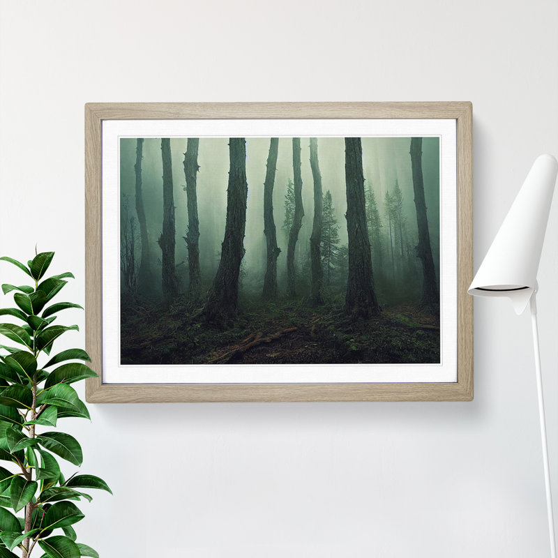 Forest Mist Vol.3 - Single Picture Frame Painting, 46cm H x 64cm W x 2cm D, Oak