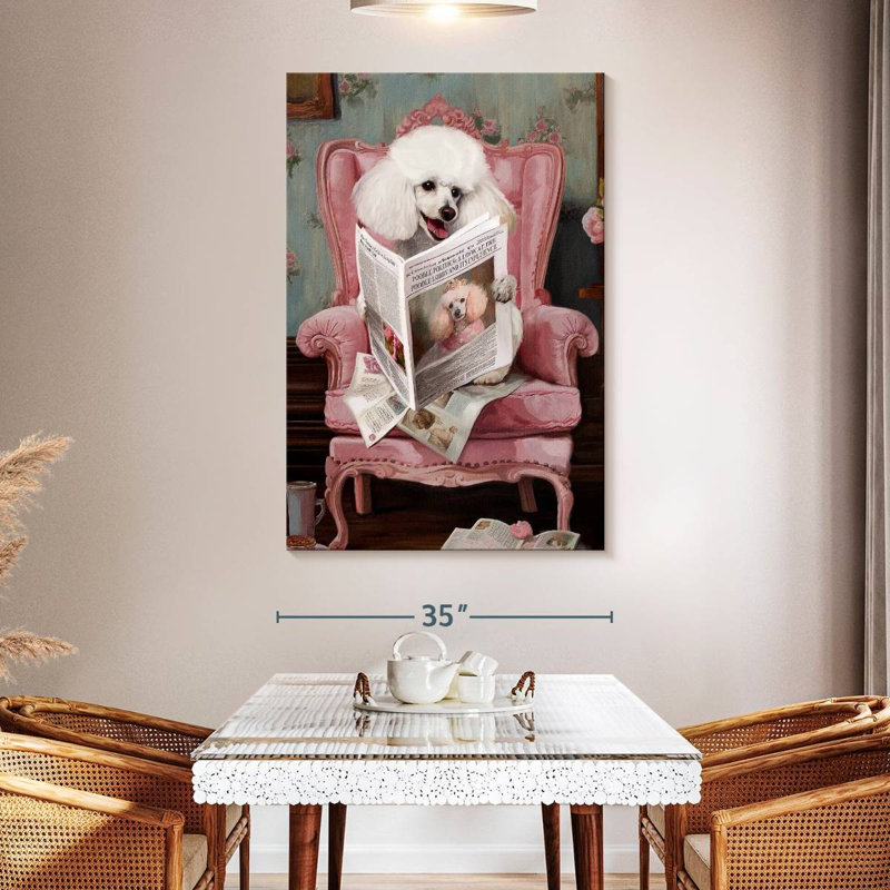 Brampt Poodle Reading News, 51" H x 34" W