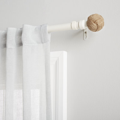 Tricia Exclusive Home Rope Knot 1" Curtain Rod and Coordinating Finial Set, Adjustable
