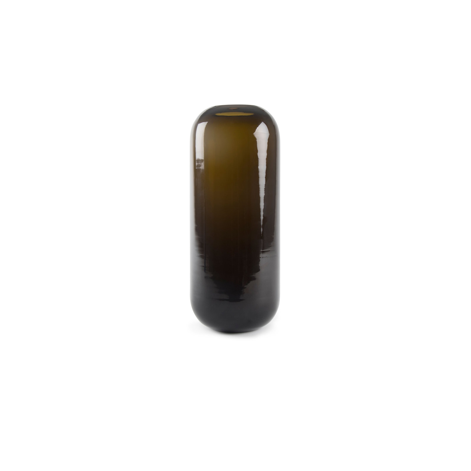 Aurora Handmade Glass Table Vase, 12.5" H x 5" W x 5" D, Olive