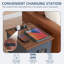 Ensemble de 2 commodes 6 tiroirs et table de chevet, meubles de chambre à coucher en bois de ferme avec station de charge et colonne romaine pour la chambre à coucher, le salon et le couloir-699476220