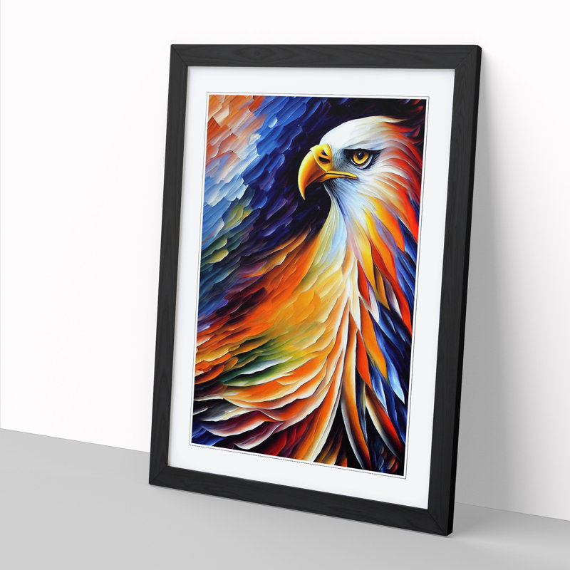 Valentin Eagle Painted Vol.2 - Picture Frame Print, Black, 64cm H x 46cm W x 2cm D