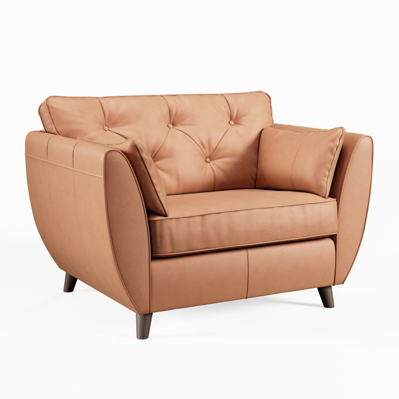 Marylin Leather Snuggle Chair, Saddle, Dark Wood