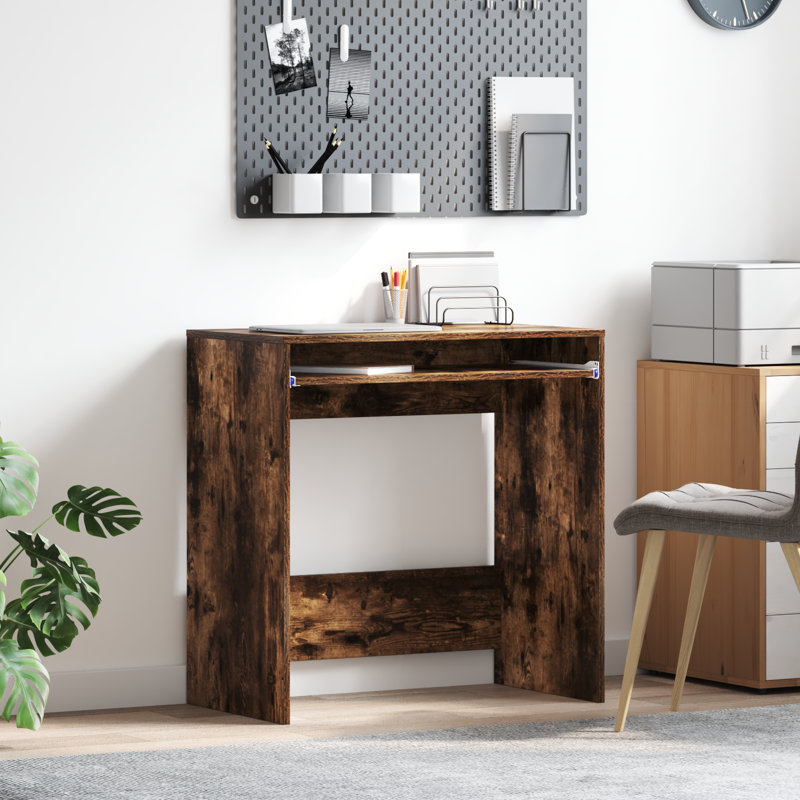 Computer Desk Engineered Wood Compact Simple, Smoked Oak