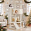 Arbre à chat multifonctionnel beige de 137 cm avec jouets détachables-1295906294