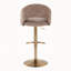 Ensemble de 2 tabourets de bar réglables pivotants, structure en métal doré avec tissu brun et repose-pieds en T-8445264-8445271