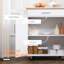 Îlot de cuisine roulant avec tiroir, armoire et porte-serviettes, chariot à outils de rangement blanc et polyvalent, avec grand support