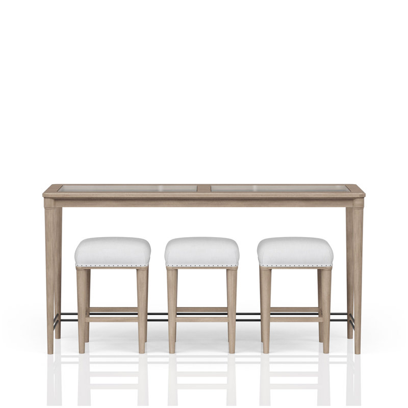 Frosted Glass Console Table With 3 Stools