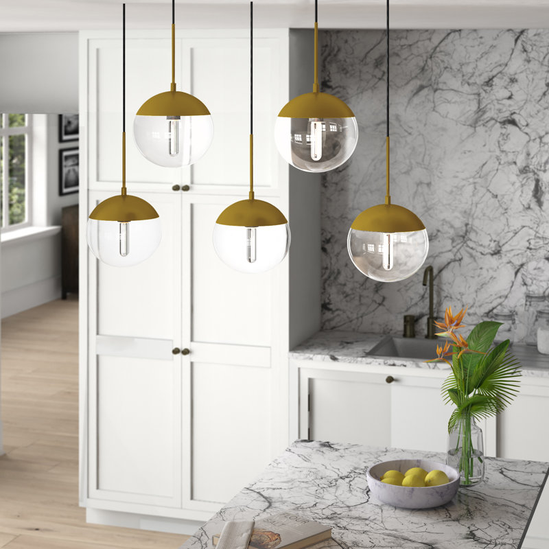 Yearby 5 - Light Kitchen Island Pendant, Chrome, Clear