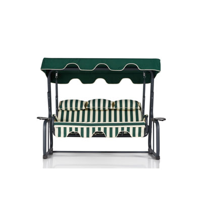 Laughlin 3 Person Metal Porch Swing with Stand and Cushions