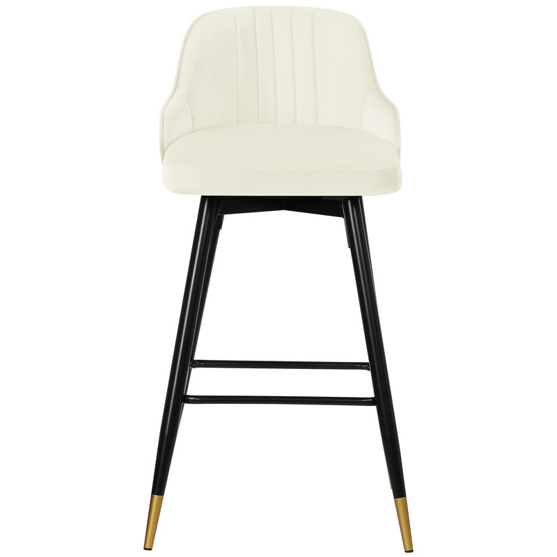 Swivel Velvet Upholstered Counter & Bar Stool, Bar Stool (29" Seat Height), White