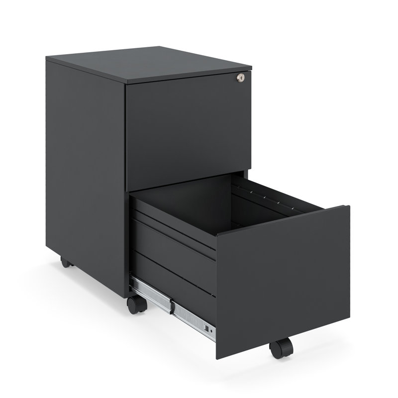 Ceha 2-Drawer Mobile File Cabinet with Lock, Black