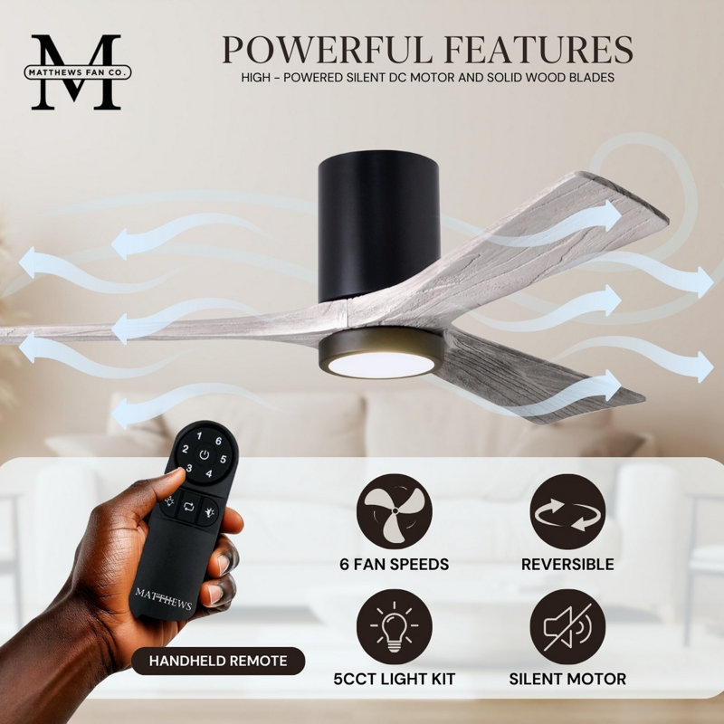 Irene LED Ceiling Fan, Barn Wood Tone, Matte Black, 52"