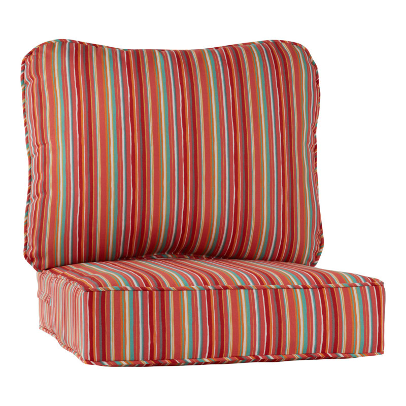 Outdoor 2-Piece Deep Seat Cushion Set, Watermelon Stripe