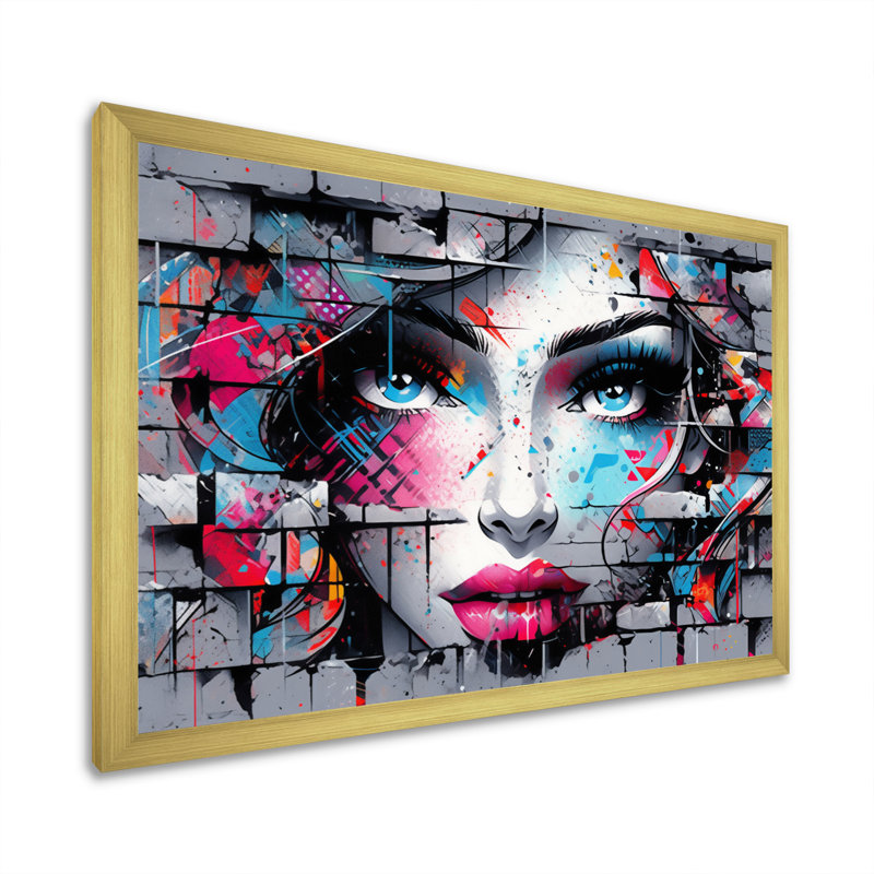 Graffiti, décoration murale Portrait, Cadre photo doré simple, H 24 po x l 32 po x P 1 po