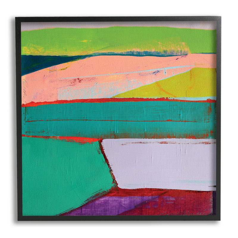Radiant abstrait - peinture sur toile, H 12 po x l 12 po x P 1,5 po, Giclée encadrée noir minuit