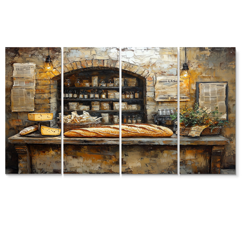 French Cafe Baguette Et Fromage II, H 28 po x l 48 po