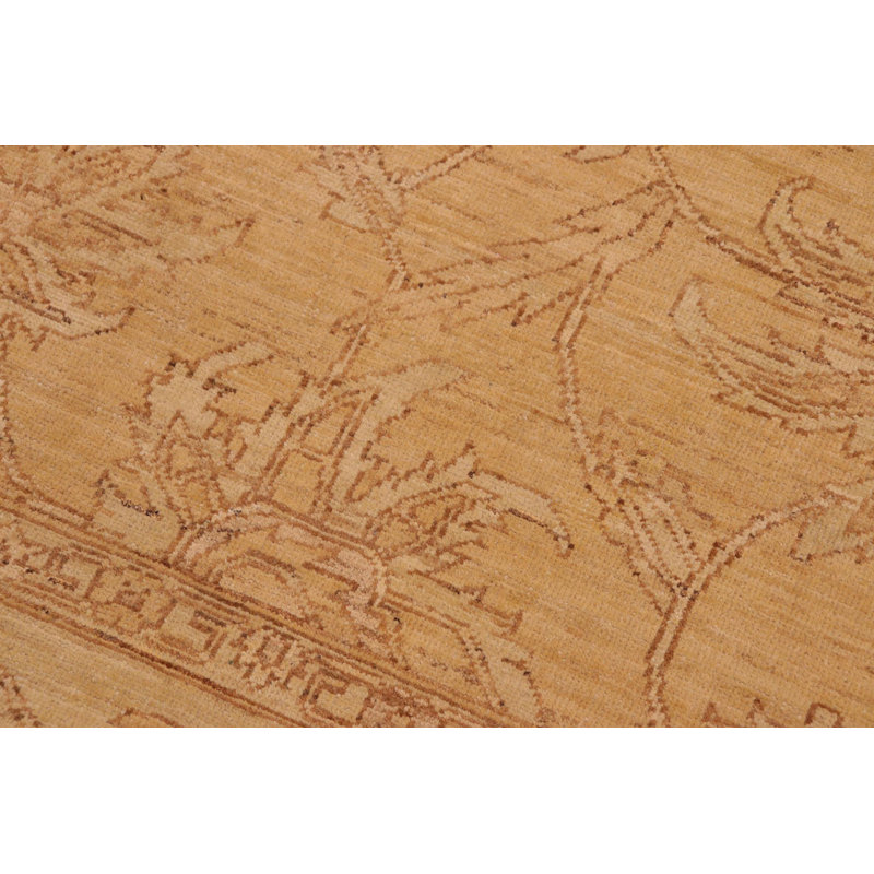 Tapis doré / brun clair en laine noué à la main 7 pi 11 po x 9 pi 11 po Darvyn