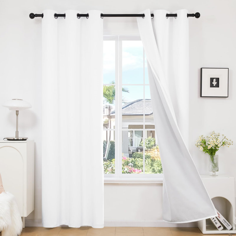 Thermal Insulated Room Darkening Grommet Curtain Panels (Set of 4), 42" W x 90" L