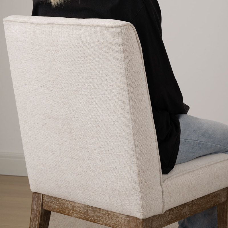 Chaise de salle à manger rembourrée en tissu de tweed de 19,5 po de hauteur (ensemble de 6), Beige