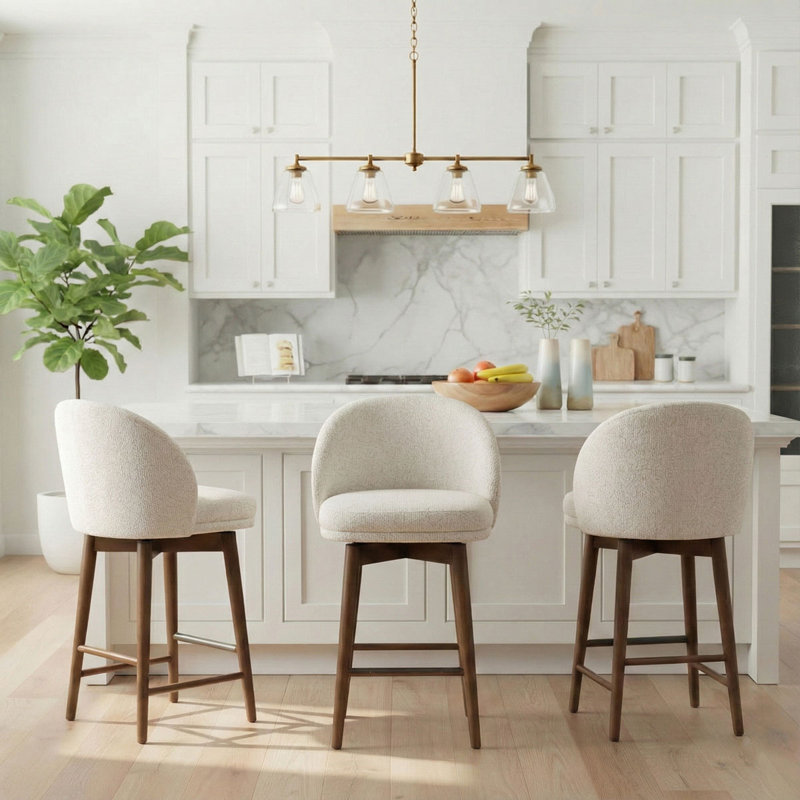 Swivel Upholstered Counter Stool, Cream