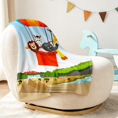 Clear Ultra Soft Flannel Fleece Throw Blanket,Lion Giraffe Zebra and Single-Sided Print
