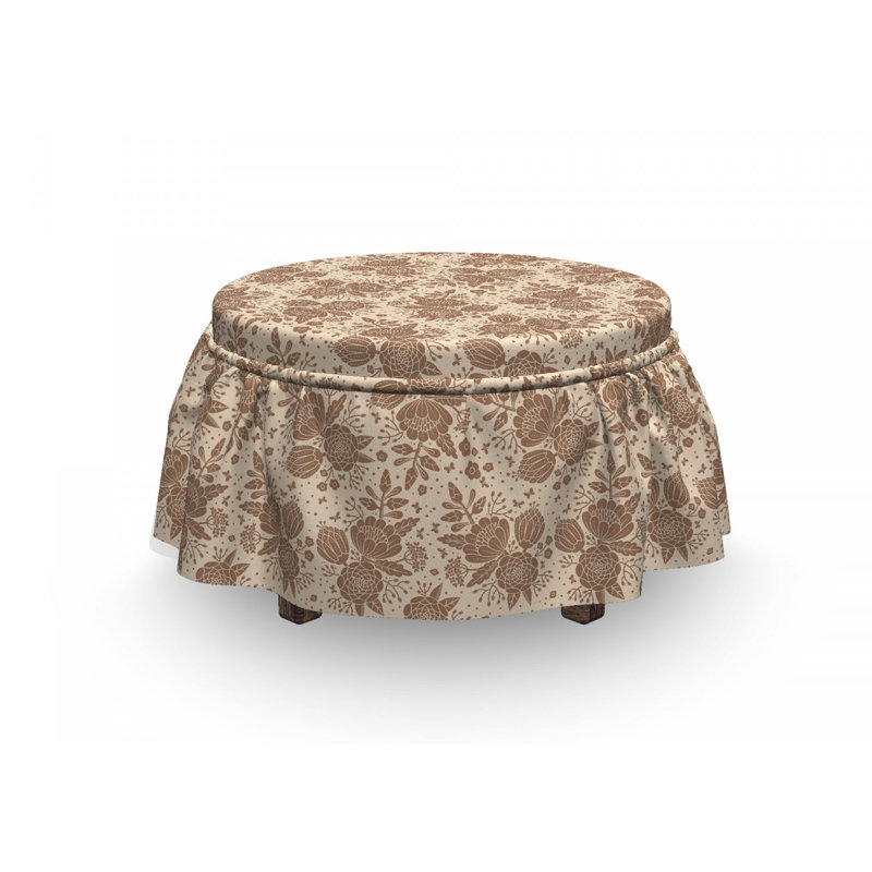 Housse pour repose-pieds pivoines oriental fleuri