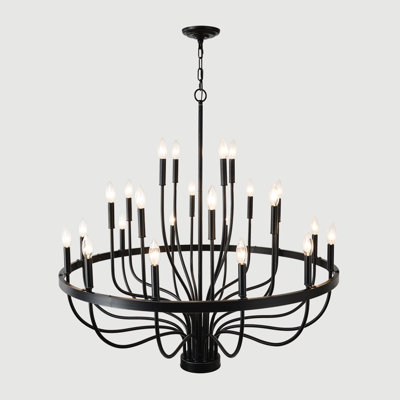 24- Industrial Iron - Matte Black Finish For Bedroom, Living Room, Dining Kitchen. Modern Suspended Style. Adjustable Height With Rods And . E12 Bulb Required  Not Supplied . Luxury American Design