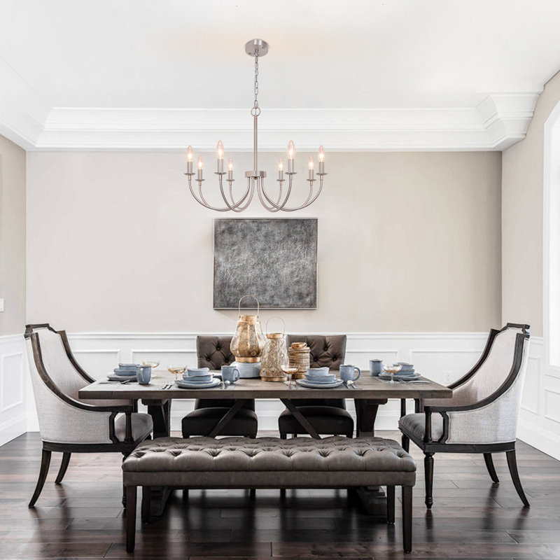 Krustina 8 - Light Dimmable Classic / Traditional Chandelier, Sand Nickel