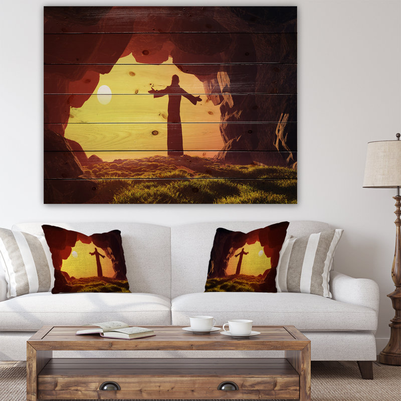 «Man Praying», reproduction d'impression, H 15 po x l 20 po x P 1 po, Bois