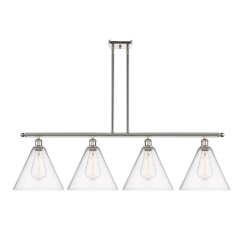 Luminaire suspendu linéaire à 4 lumières pour îlot de cuisine Anastasya, H 47,25 po x l 50,25 po x P 12 po