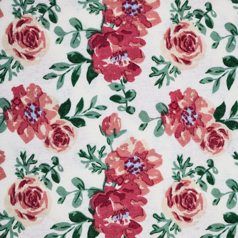 Roxana Gardenia Floral 100% Cotton 4-piece Full Flannel Sheet Set, Full SheetSetWith1FittedSheetAnd2Pillowcases