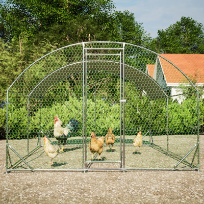 Grand poulailler avec bâche et barrière verrouillable en métal imperméable pour la cour