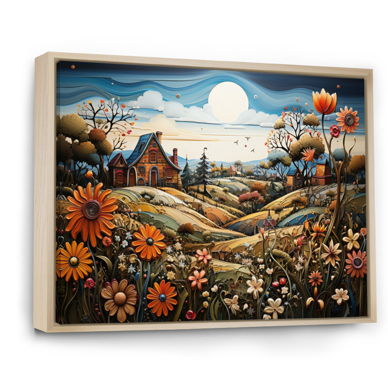 Farmstead Whimsy - reproduction sur toile, Cadre naturel flottant, H 24 po x l 32 po x P 1 po