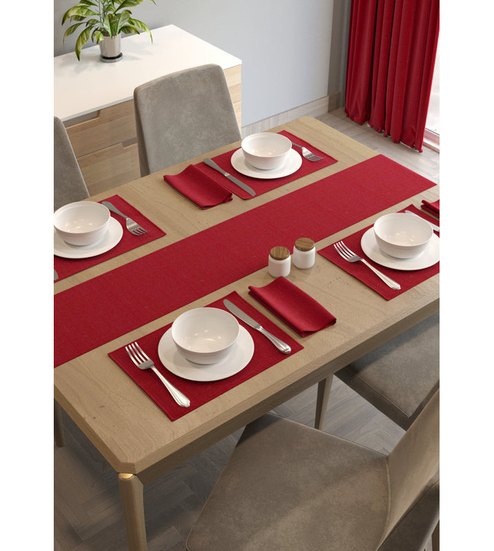 Christeen Solid Colour Polyster Table Runner, Wine Red