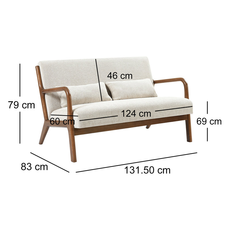 Danes 2 Seater Loveseat, Natural